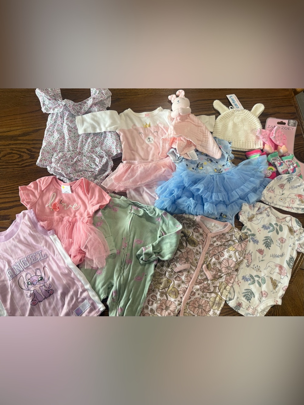 Baby Girls Clothing Lot - Pastel Pink, Blue, Green Floral Mix